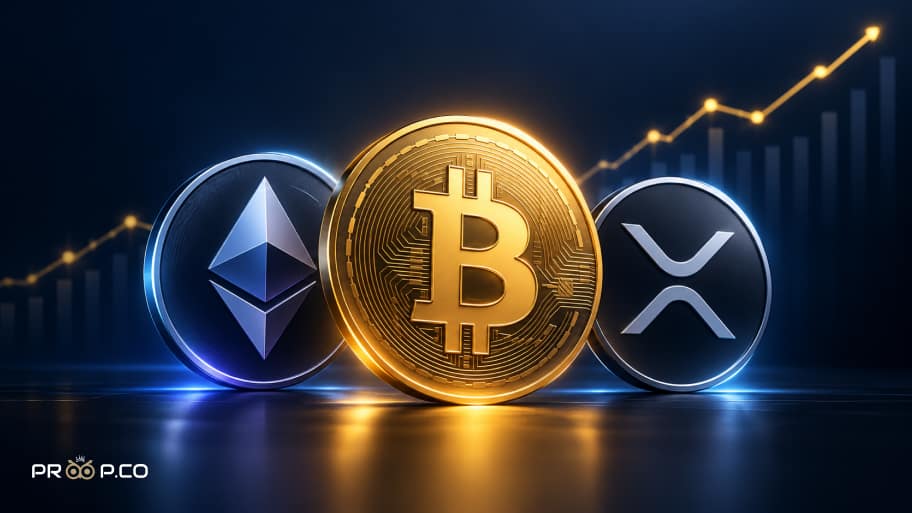 رشد بیت‌کوین، اتریوم و XRP؛ بازار کریپتو صعودی شد