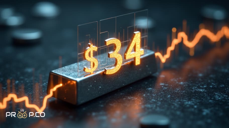 افزایش XAG/USD بعد از برخورد به میانگین متحرک | 34 دلار اولین مقاومت