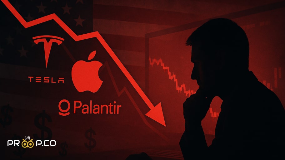 بررسی وضعیت شاخص نزدک ۱۰۰: افت ارزش سهام شرکت‌های تسلا، اپل و پالانتیر پس از کاهش رتبه اعتباری آمریکا