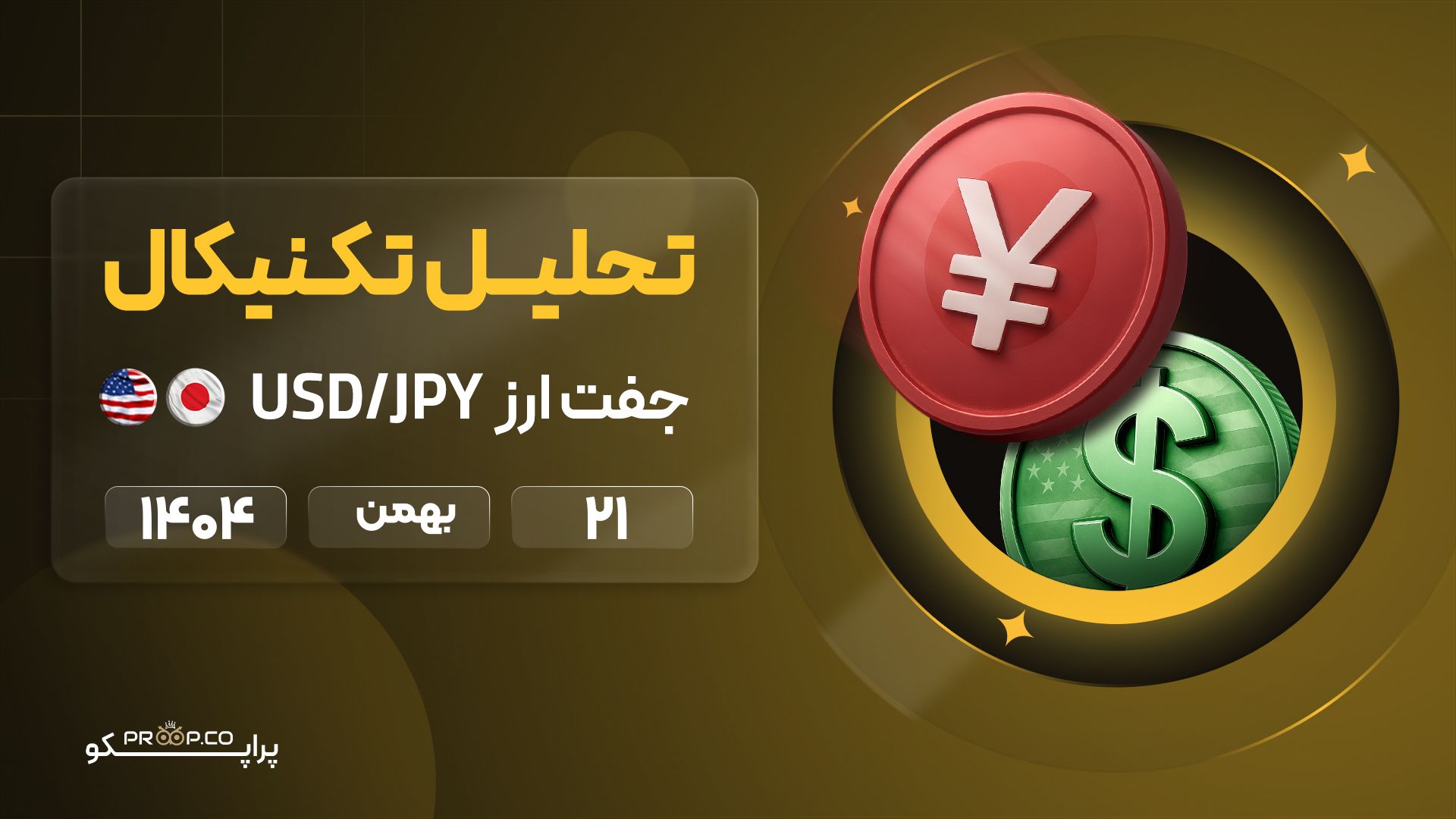 تحلیل تکنیکال جفت ارز دلار آمریکا به ین ژاپن (USD/JPY) 21 بهمن 1404